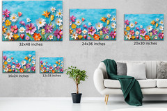 Colorful Floral Wall Art, Rainbow Flower Print, Spring Garden Painting Botanical