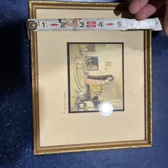 Wallace Nutting WINDING AN OLD TALL CLOCK, 1913 signed & frame Color Photo 8.5×7