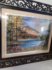 Vintage Pair Dufex Prints FJ Warren LTD Foil Landscape Matted In Plastic Frames
