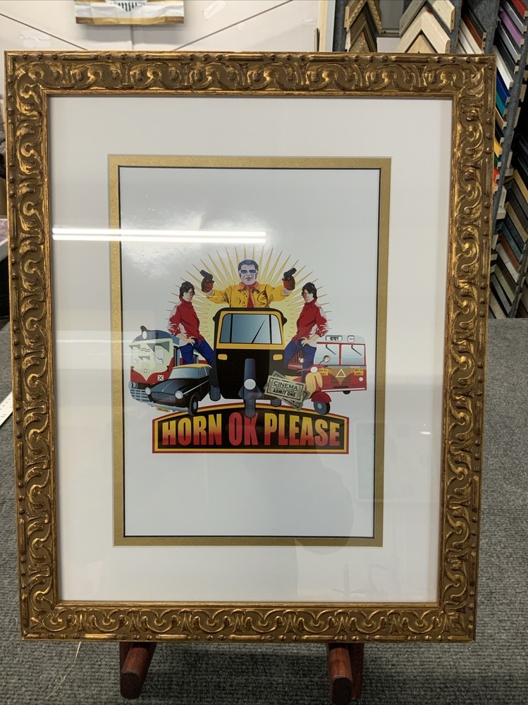 India “Horn OK Please” Photo Print 17.5” X 14”, Framed & Matted
