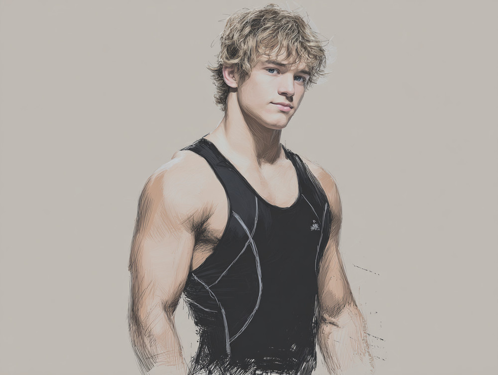 «Handsome wrestler». Drawing by Igor Zeiger. Numbered and signed by artist