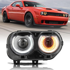 Headlight Assembly Compatible with 15-22 Dodge Challenger | 3–4× Brighter Off-Ro
