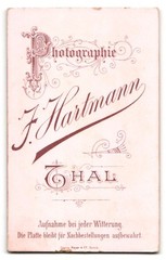 Photograph J. Hartmann, Thal, portrait young lady in fashionable clothes