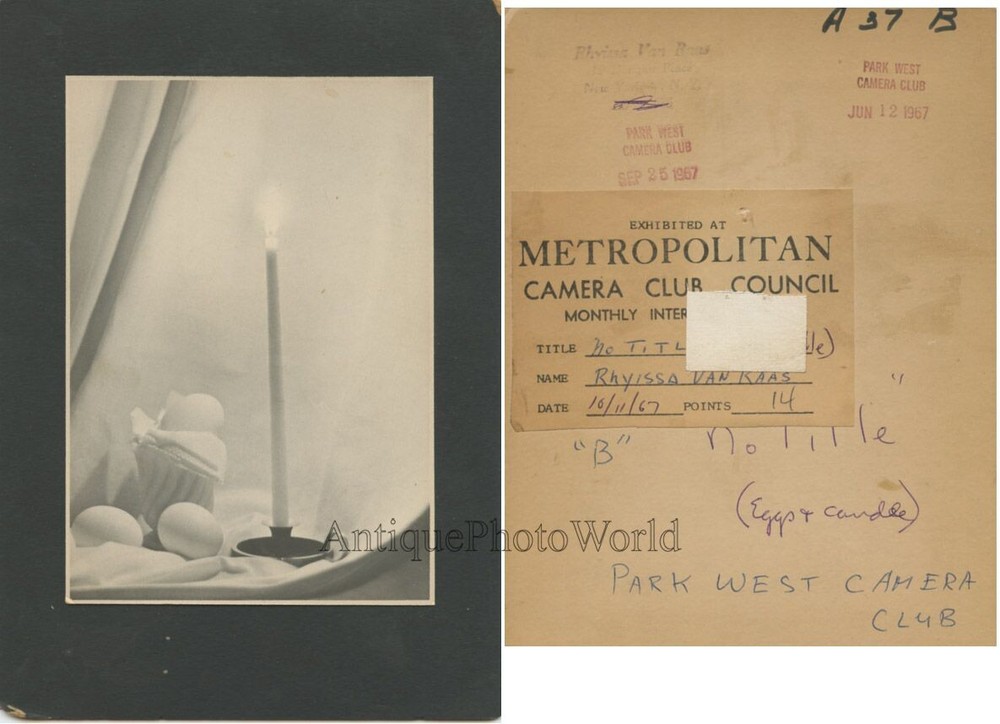 Egg and candle still life vintage art photo by R. V. Raas