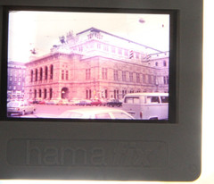 Photo negative slide house parking VW Bulli T2 passenger car auto vintage AW