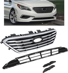 Front Upper & Lower Grille & Bumper Bracket Compatible with 2015-2017 Hyundai So