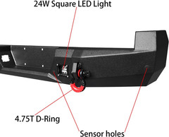 For 2005-2015 Toyota Tacoma Steel New Rear Bumper with Lights&D-Rings（Black Text