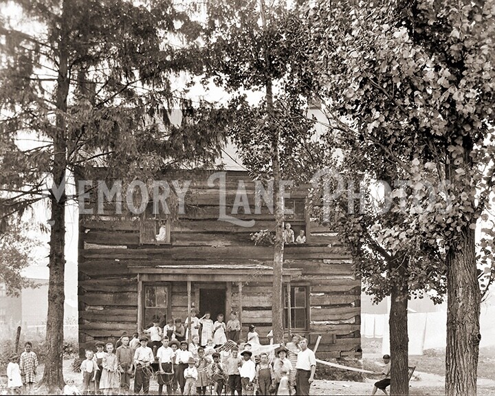 1900s School Children Photo Print – Rustic Log Schoolhouse – New Athens, OH