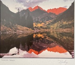 Hedy Signed Fine Art Photo «Maroon Bells» Matted Landscape Colorado Aspen