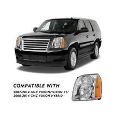 TUSDAR Headlight Assembly Set for 2007-2014 GMC Yukon | Yukon XL OEM Replacem…