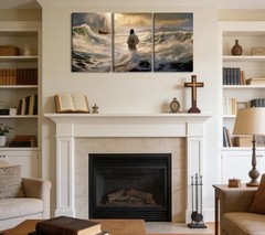 3Pcs Jesus Walking On Water Canvas Wall Art Christian Bible Stories Painting …