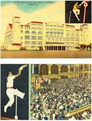 8 1/2 x 11″ PHOTO of 2 POSTCARDS of MIAMI FLORIDA JAI ALAI FRONTON + CROWDS 1945
