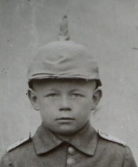 Great Vintage Glass Negative 18×13 – Boy in Uniform with Pickelhaube – 1910-1918