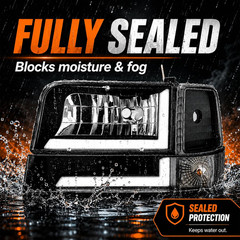 LED DRL Headlight Assembly for 1992-1996 Ford F150 F250 F350/1992 1993 1994 1995