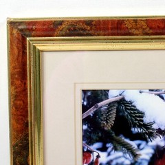 Original Winter Berries in Snow Photograph w/Mat Decorative Frame with Gold Trim