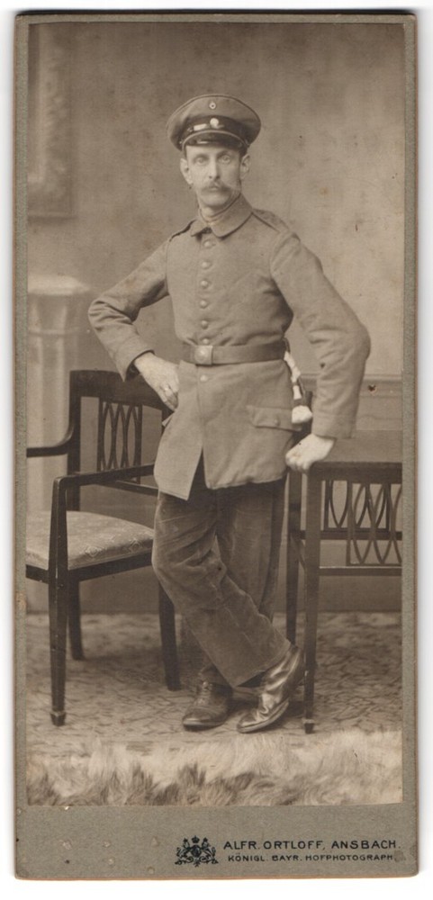 Photograph Alfr. Ortloff, Ansbach, Karolinenstr. 25, Soldier in Field Grey Uniform