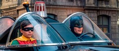 Batman 60s with Robin and Batmobile Adam West Metal Sign Wall Art 14×11″