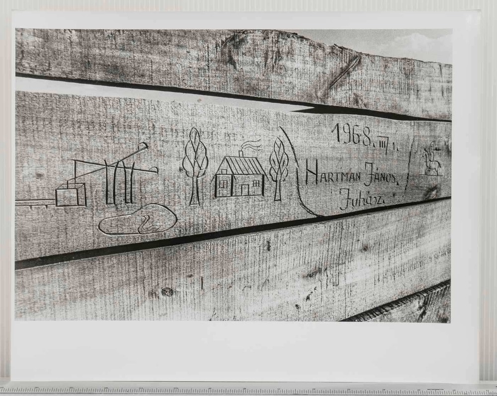 Vintage 1968 Folk Art Carved Wood Art Photograph Rural Hungary Black & White