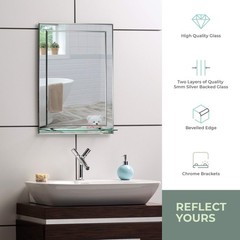 Neue Design Mood Rectangular Bathroom Mirror with Shelf, (20 x 16 inch) Wall …