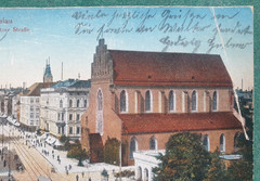 AK Breslau Postcard Church Tram Streetcar 1921 Wroclaw Photo Card Antique