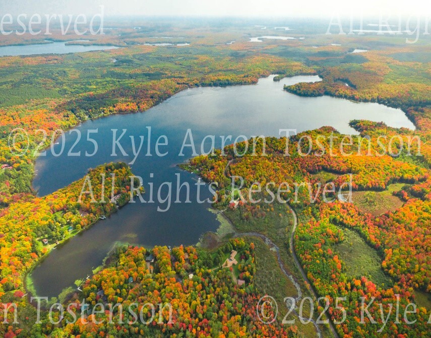Birch Lake, Winchester, Vilas County, Wisconsin Overhead Photo. Frame Optional.