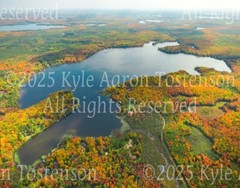Birch Lake, Winchester, Vilas County, Wisconsin Overhead Photo. Frame Optional.