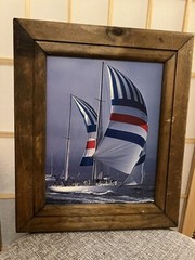 Photograph Boating Sailing Framed Wood 13.5 x 11” Sydney Hobart Yacht Race 13751
