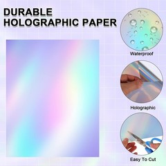 Sherr 120 Pcs Holographic Stickers Paper 8.5×11 Inch Printable Vinyl Glossy S…