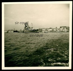 USS Newport News Heavy Cruiser Ship in Venice Italy – Photo 9x9cm