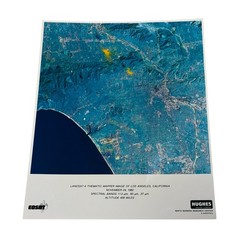 Vintage 1982 Landsat-4 Los Angeles Satellite Photograph EOSAT Hughes 16×20 Color