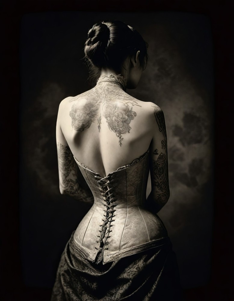 Oriental Tattooed Female Tintype Series C10404RP
