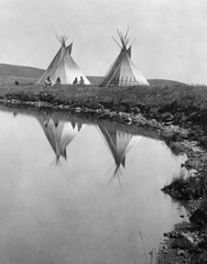 At the water’s edge Piegan Tribe 1910 Photograph Print 11″x14″