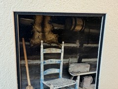 Gamow signed Old Farm Chair on Porch Broom Bucket Photography Art 5″ x 7″ Mated