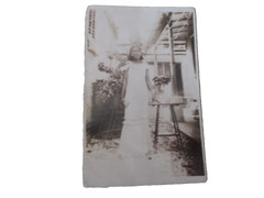 Beautiful Dark Skinned Woman Posing in a Long White Dress Unposted Post Card
