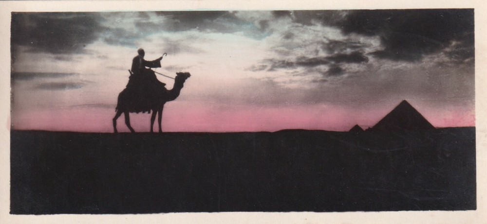 1910 Desert Cairo Egypt Great Pyramid in the Evening RPPC Vintage Real Photo