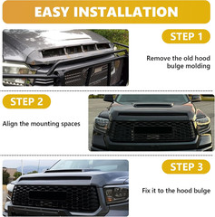 Front Upper Hood Bulge Molding Grille Trim Compatible with 2014-2021 Toyota Tund