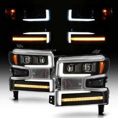 – for [Halogen Model] 2019-2021 Chevy Silverado 1500 Black LED Tube Sequential S