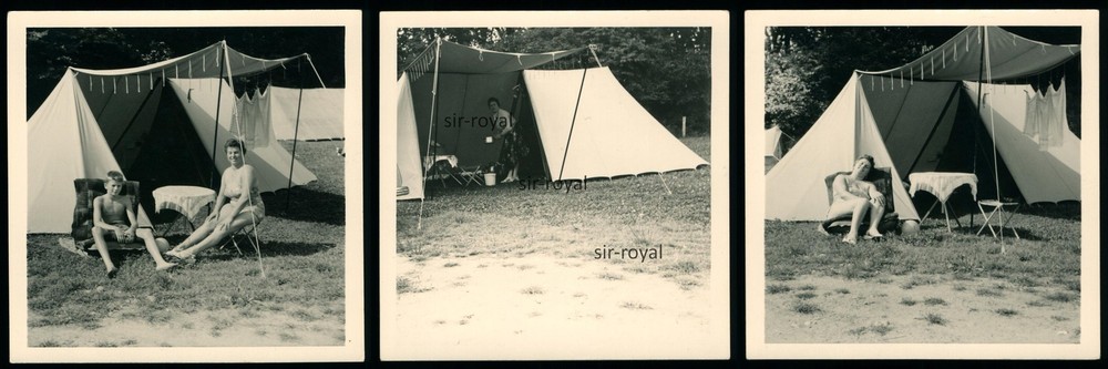 3 x Camping in Plön am Plöner See 1960 – Camping 1960s – Photo 9x9cm
