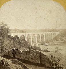 USA New York Harlem High Bridge Viaduct Photo c1860 Stereo Vintage Album