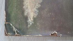 1940s 25×30 VTG Hand Colored Bridal Portrait Bride Wedding Canvas Board Signed