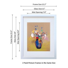 11×14 Picture Frame Set of 2 Made of Solid Wood Photo Frames with Real Glass …