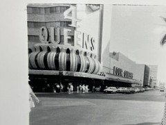 VTG 1980s Las Vegas B&W Photograph Four Queens Casino, Man Drinking A Beer
