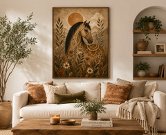 Boho Horse Wall Art | Rustic Western Horse Printable | Cottagecore Equestrian De