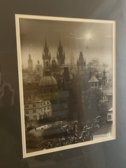 Large Prague Skyline Black And White Photo Framed in Great Condition