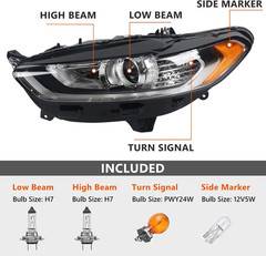 for Ford Fusion Headlight Assembly 2013 2014 2015 2016 Halogen Projector Headlam