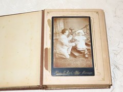 Antique Photo Album for Cabinet Cards, Family and Soldiers, c.1900