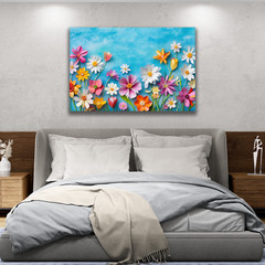 Colorful Floral Wall Art, Rainbow Flower Print, Spring Garden Painting Botanical