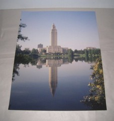 Beautiful Photograph of Louisiana Capitol Building Reflection on Lake 11 x 14″