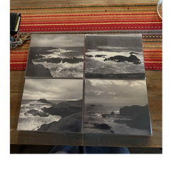 Set of 4 Black & White Acrylic Landscape Seascape Photographs, 8x10x2 inches