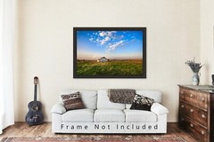Barn Photography Print: Oklahoma Great Plains Blue Sky Farm Country Photo